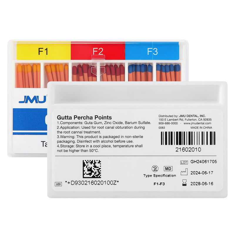 JMU Dental Gutta Percha Points #F1-F3 Assorted 60 Pcs/Pack 1