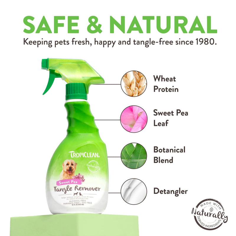 TropiClean Dog Detangler Spray Dematting, Leave in Conditioner, Perfect for Doodles & All Coat Types, Sweet Refreshing Scent, Made in the USA, 16 oz. - BeesActive Australia