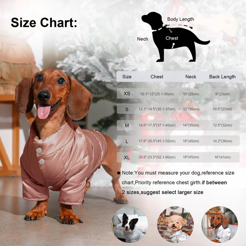 Heavyweight Dog Puffer Coat for Extra Cold Winter,Thicken Warm Insulated Puppy Down Jacket for Small Dogs,OrangePink S OrangePink - BeesActive Australia