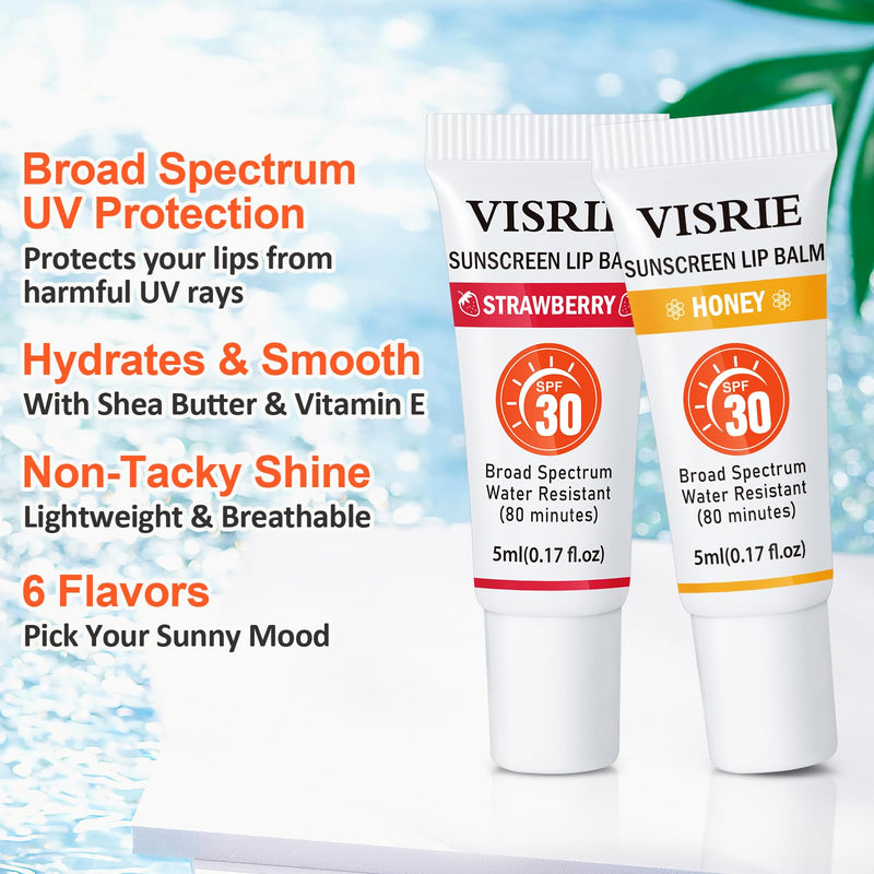 SPF 30 Sunscreen Lip Balm 12 Pack, Clear SPF Lip Gloss | Broad Spectrum Protection with a Non-Sticky, High-Shine Finish, Moisturizing Dry Lips with Vitamin E and Shea Butter 0.01 Fl Oz (Pack of 12)