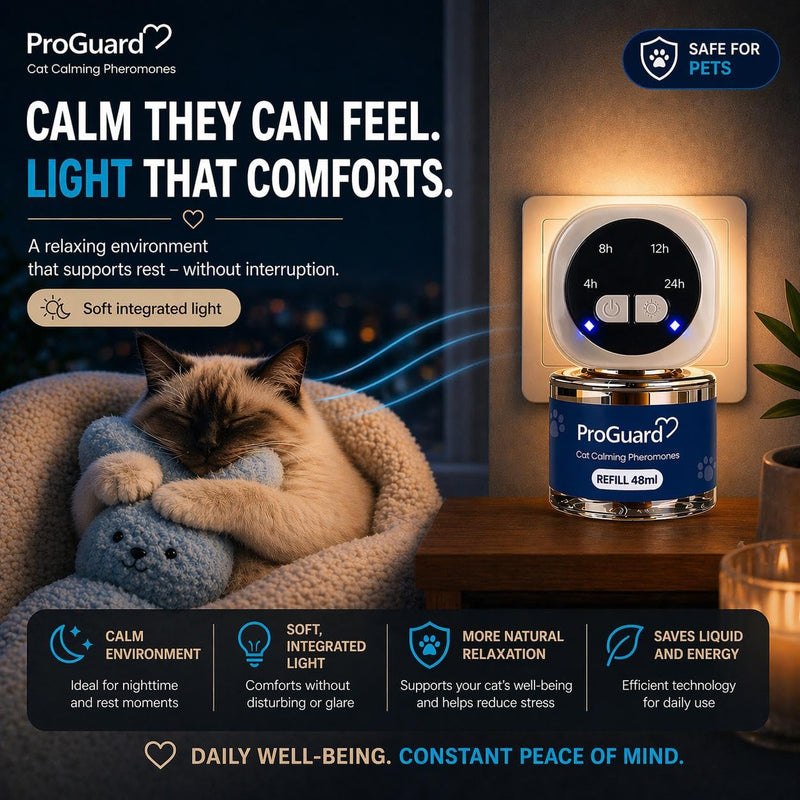 ProGuard® Cat Calming Diffuser Kit with Timer – Advanced Support to Reduce Stress, Spraying, Scratching, Fighting and Hiding – Cat Pheromone Diffuser 9-in-1 with 3 Diffusers with Timer + 6 Refills
