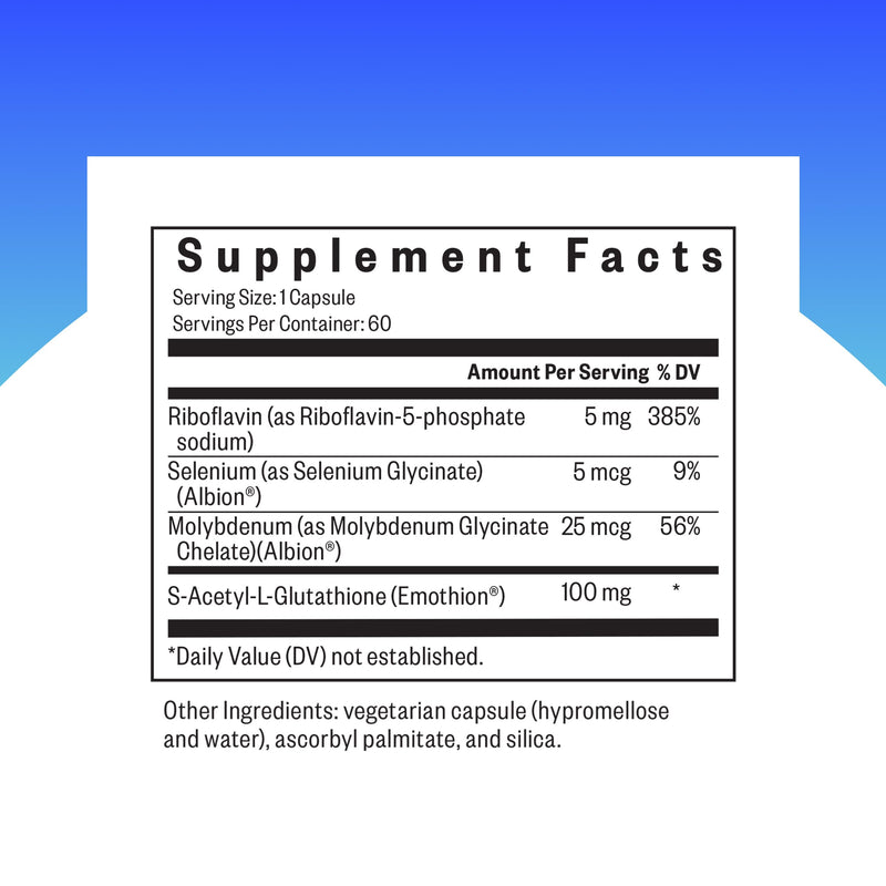 Seeking Health Glutathione Plus, 100 mg S-Acetyl-L Glutathione with Cofactors, Immune and Detoxification Support, Liver Health, Antioxidant and Free Radical Support, Vegetarian (60 Capsules)