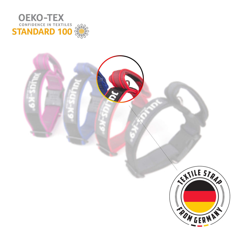 Julius-K9 Color & Gray Collar with Handle, Safety Clasp and Interchangeable Patch, 40mm (38-53cm), Orange-Grey with Handle 40mm (38-53cm) - BeesActive Australia