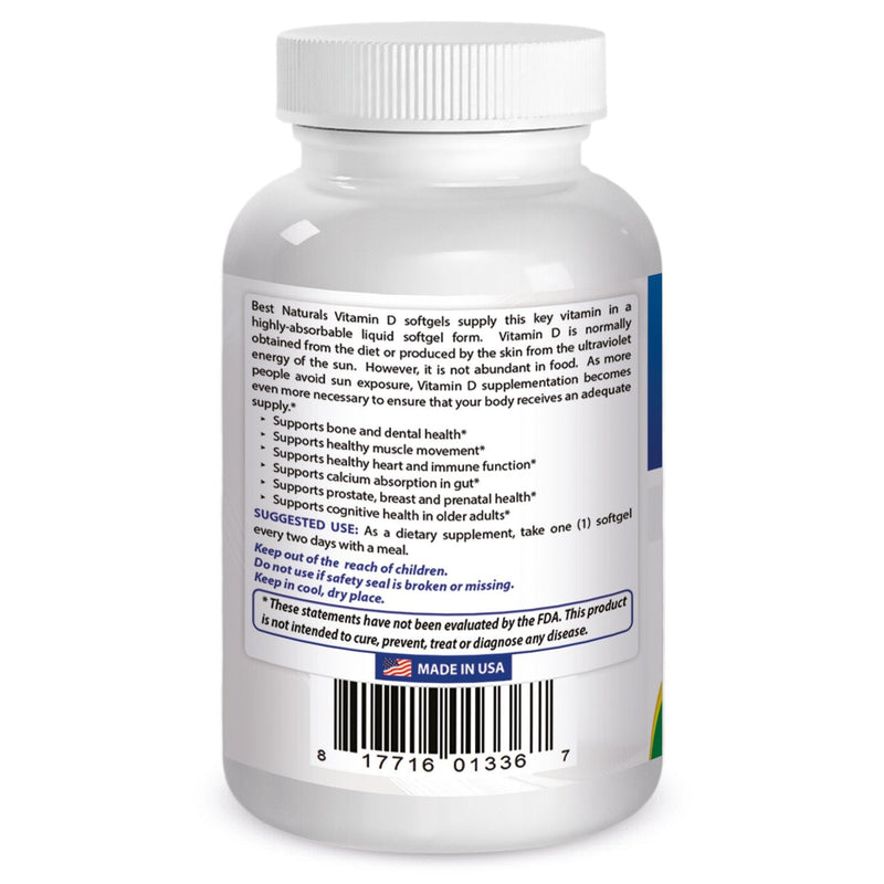 Best Naturals Vitamin D3 10000 IU Softgel, 240 Count