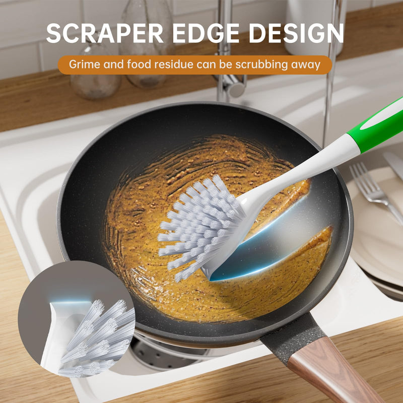 Amazer Dish Brush with Handle, 2 Pack Kitchen Scrub Brushes for Cleaning, Dish Scrubber with Stiff Bristles for Sink, Pots, Pans Blue+green - BeesActive Australia