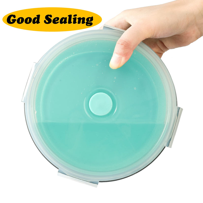 Collapsible Dog Bowls with Lids, 2 Pack Travel Dog Bowls for Small Size Dogs, Silicone Portable Dog Food Bowls Water Cup Cat Bowls Dish for Camping Traveling Walking, 12 oz 350ml S Blue / Green - BeesActive Australia