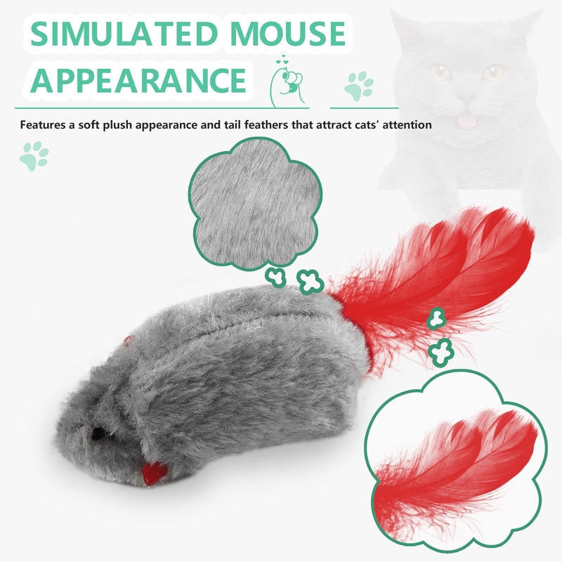 FYNIGO Self Play Cat Toys,2 Pack Door Hanging Cat Mouse Toy with Squeaky Sound,No Batteries Required,Interactive Cat Enrichment Toys for Bored Indoor Adult Cats,Cat Boredom Toys Mice with Feather Tail 2 Pack - BeesActive Australia