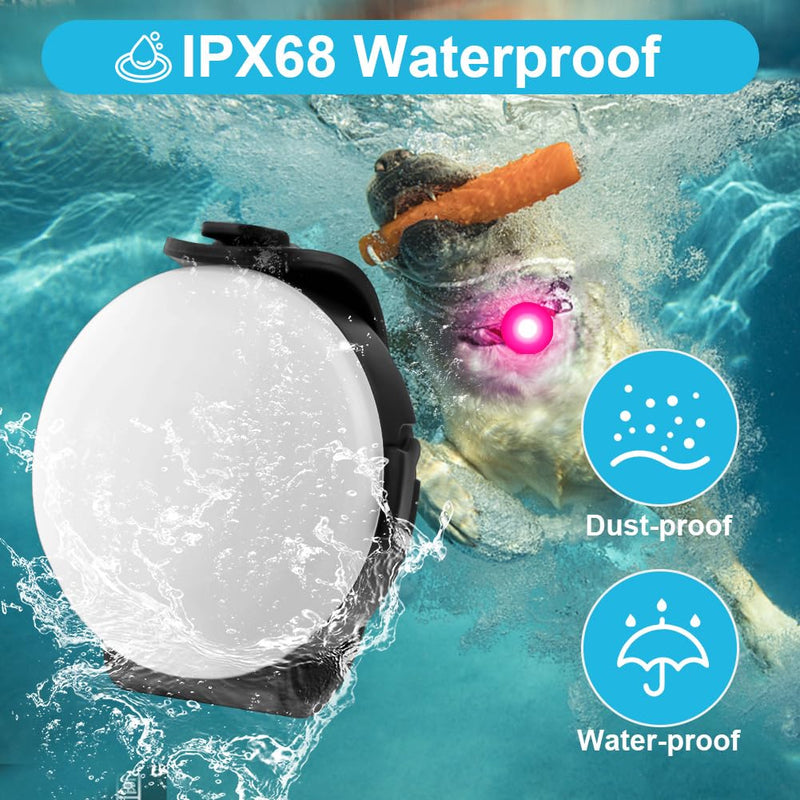 AUAUY Safety LED Flashing Light, 4 Modes Dog Light IPX68 Waterproof Pet Lights, USB Rechargeable Dogs Cats Light Pendant, Adjustable LED Light for Night Walks Running Camping Black Rechargeable - BeesActive Australia