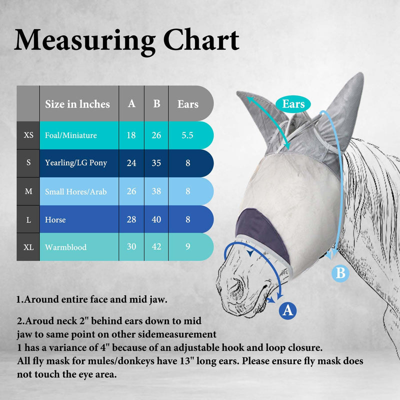 Horse Fly Mask, Super Comfort Fly Masks for Horses, Adjustable UV Protection Breathability Horses Fly Masks with Ears, Pony Mini Equine Fly Mask for Miniature Foal Draft Cob Srabian Full(XS) (XS) XS - BeesActive Australia