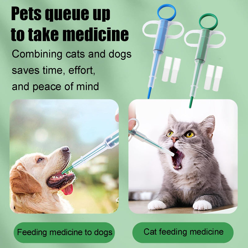 Pack of 2 tablet dispensers for cats, tablet dispensers for cats, pill assist cat pusher syringe, medication feeder, safety for small dogs, cats, pet swallowing aids (green, blue) - BeesActive Australia