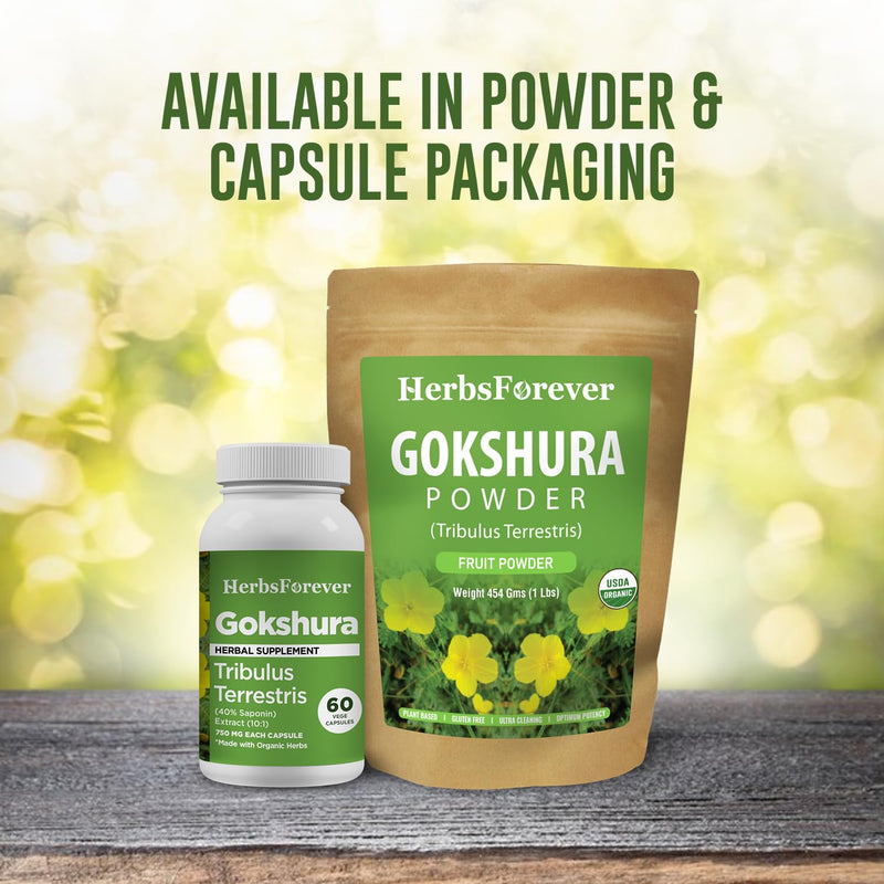 Gokshura Capsules – Tribulus Terrestris – Saponin 30% – Urinary Support Stamina and Male Energy – 60 Vege Capsules – 750 Mg Each - BeesActive Australia