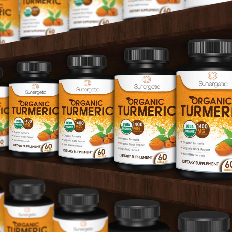 USDA Certified Organic Turmeric Supplement – Includes Organic Turmeric & Organic Black Pepper – 1,400mg of Turmeric per Serving - 60 Count (Pack of 1) 60 Count (Pack of 1) - BeesActive Australia