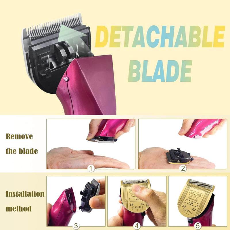 Adjustable 5 in 1 Blades Dog Grooming Blades Compatible with Wahl Animal Clipper Arco, Bravura, Chromado, Creativa, Figura, and Motion Pet, Dog, and Horse Gold/3pcs - BeesActive Australia