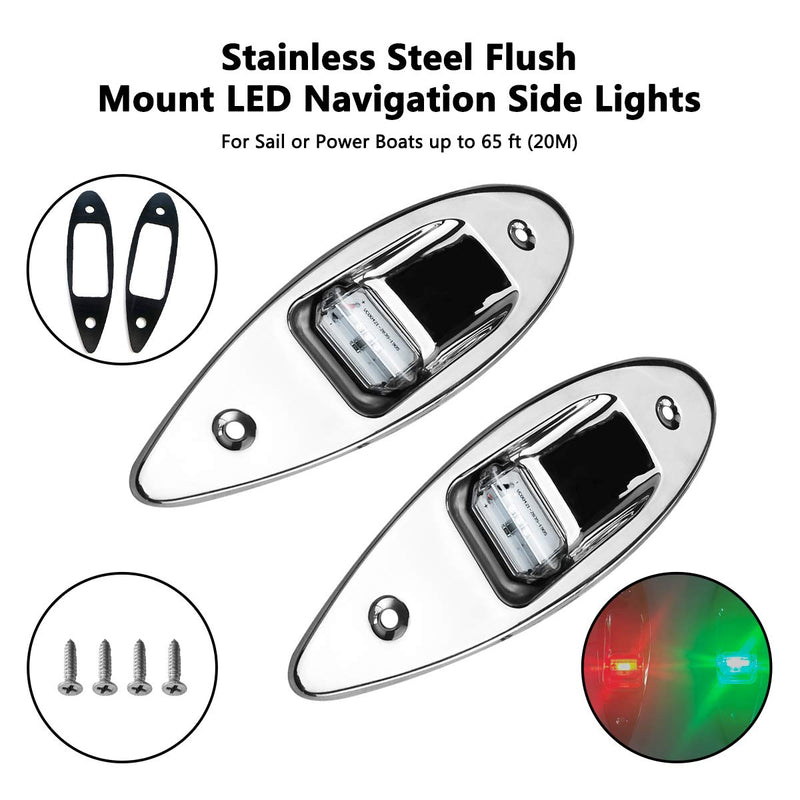 TIKSCIENCE Boat Navigation Lights 12V Waterproof LED Flush Mount Marine LED Boat Lights Shark Eye Teardrop Lights Red and Green Side LED Bow Light for Pontoon Skiff Fishing Boats Teardrop Light - BeesActive Australia
