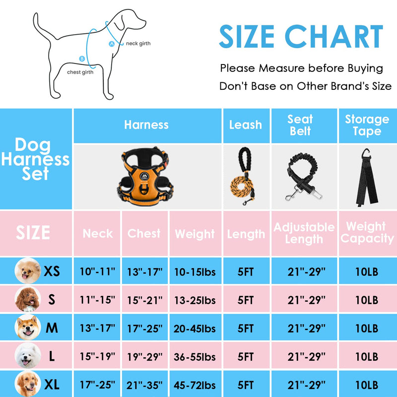 NESTROAD Dog Harness Small Dogs Orange, Anti Pull Harness Padded Chest Harness for Small Dogs, Size S Neck Circumference 28~38CM Chest Circumference 38~53CM, Reflective Strips Chest Harness Dog [S] Neck 28-38CM Chest 38-53CM - BeesActive Australia
