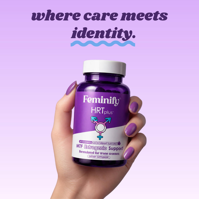 Feminify HRT+ Gummies for Estrogen - Top Bottom Curves Hair Skin Nails Femininity Enhancement - Formulated for MTF Trans Women - 60 Count
