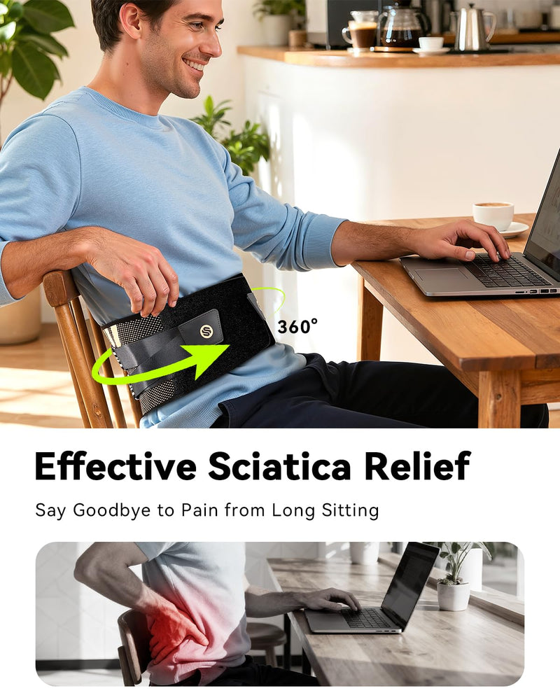 Ultra Breathable Back Brace for Lower Back Pain Relief,[Medical Grade & Copper Infused] Lumbar Support Belt with Bionic Support System, Adjustable Back Support Brace for Sciatica,Herniated Disc,Men&Women Black Large - BeesActive Australia