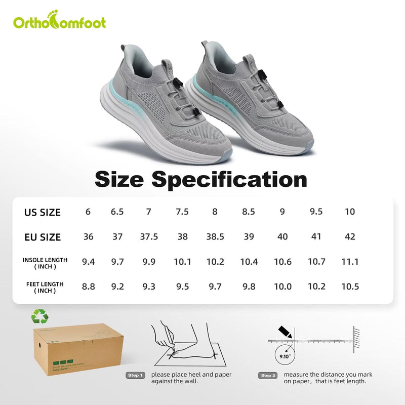Women's Orthopedic Road Running Shoes: Comfortable Arch Supports Plantar Fasciitis Orthotic Athletic Sneakers, Casual Flat Feet High Arch Sports Walking Shoes for Foot Heel and Pain Relief 7.5 W2-grey Mint