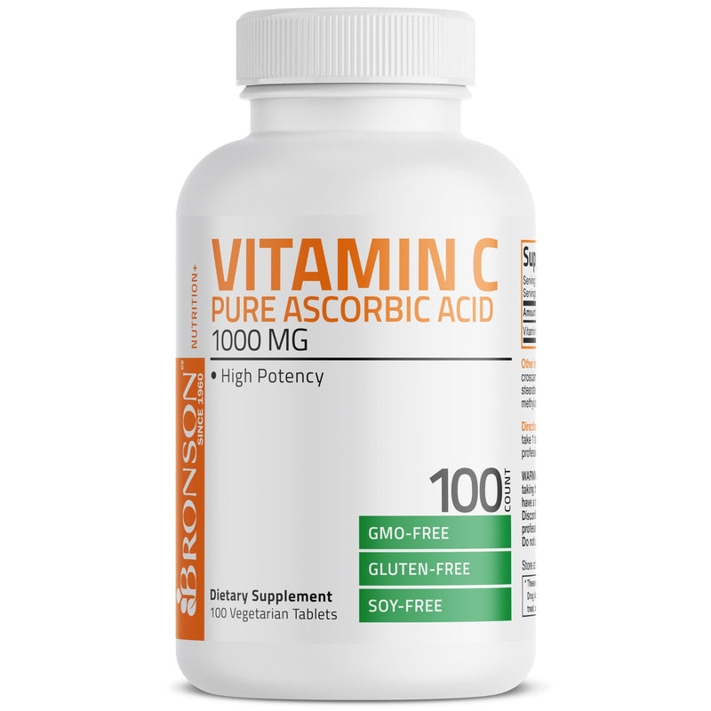 Bronson Vitamin C 1000mg Premium Non-GMO Ascorbic Acid Tablets, 100 Count 100 Count (Pack of 1)