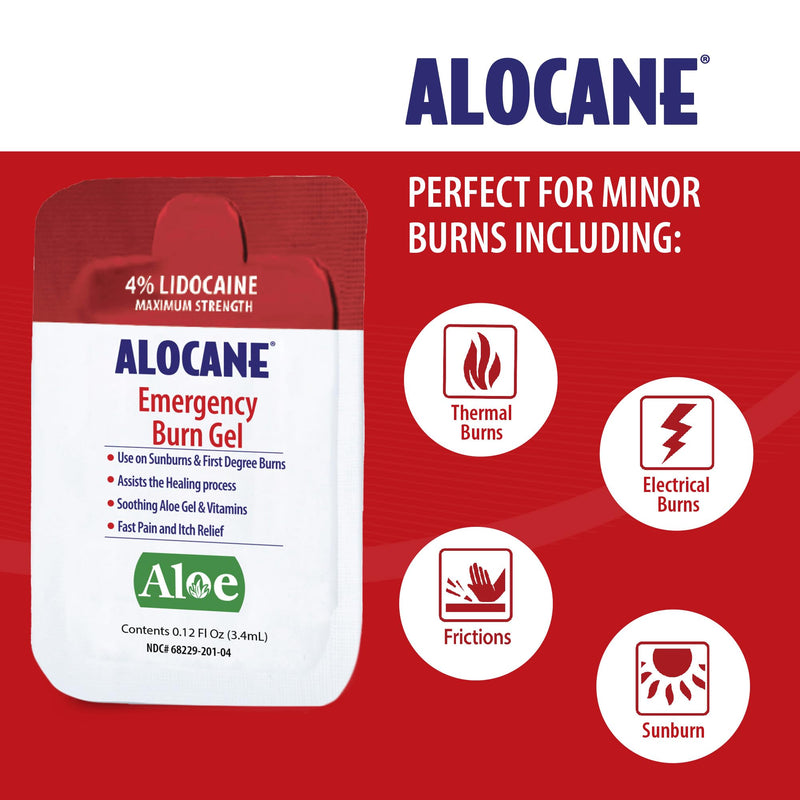 ALOCANE® Emergency Burn Gel Maximum Strength 4% Lidocaine Individual Use Packets,Commercial Grade, for Restaurants, Manufacturing, Other Heat Related Work environments, for Commercial Use Only, 24 Ct - BeesActive Australia