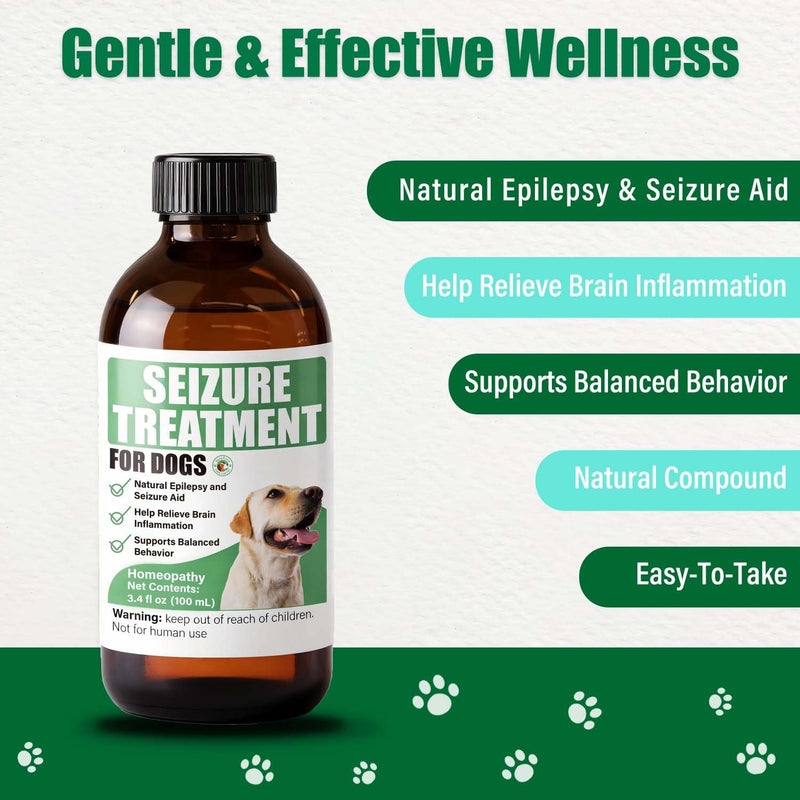 Seizure Support Liquid for Dogs & Cats 100 mL | Natural Epilepsy Supplement | Helps Reduce Frequency & Intensity of Seizures | Easy to Give with 3 ml Dropper