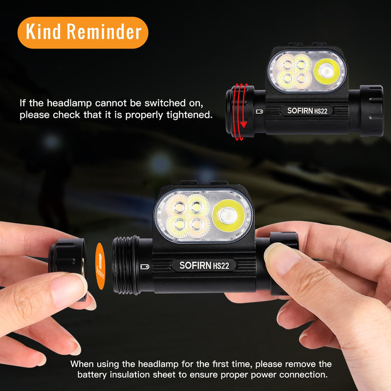 Sofirn HS22 Rechargeable Headlamp 2500 Lumen, 2700K-6500K Color Temperature Control, LED High Brightness Head Lamp with Floodlight Spotlight, Waterproof Headlight for Camping, Running, Outdoor Use - BeesActive Australia