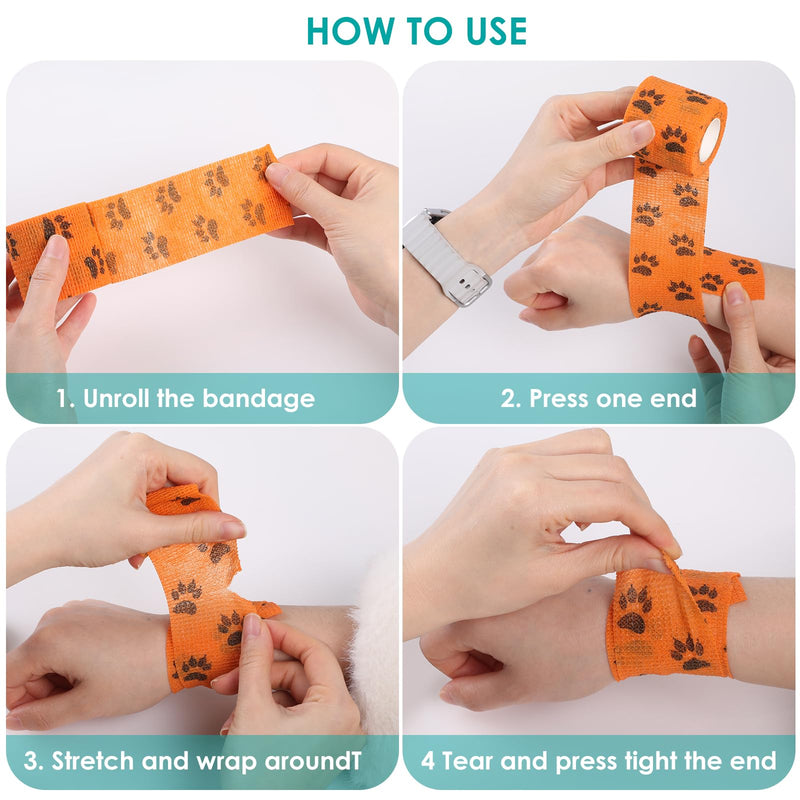 GeeRic Pet Wrap Bandage, Self-Adhesive Bandage Wrap. Non-Woven Tape for Dog Legs, Paws, Wounds, 7 Rolls 5cm Wide 4.5 Meters Long