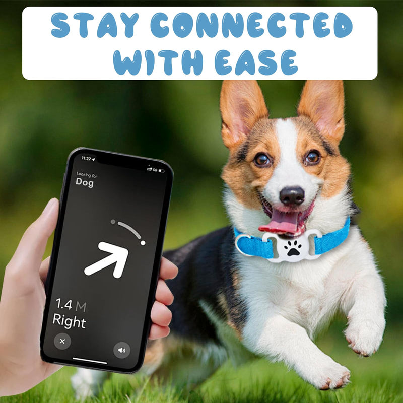 Airtag Collar for Small Medium Dogs, Stretchy Dog Collar with Apple Air Tag Holder, Water Resistant Elastic Integrated Anti Lost Adjustable Lightweight blue - BeesActive Australia