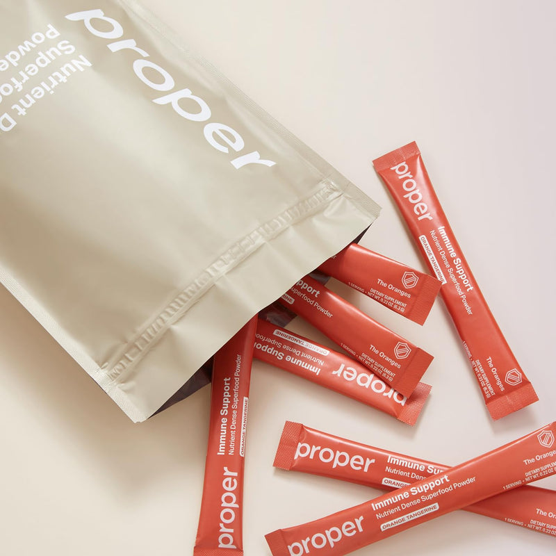 Proper, The Oranges Immune Support Supplement. Orange Tangerine Drink Mix. Elderberry Vitamin C and Zinc Complex with Echinacea, Immunity Vitamins, Phytonutrients and Gut Health Probiotic 15 Servings