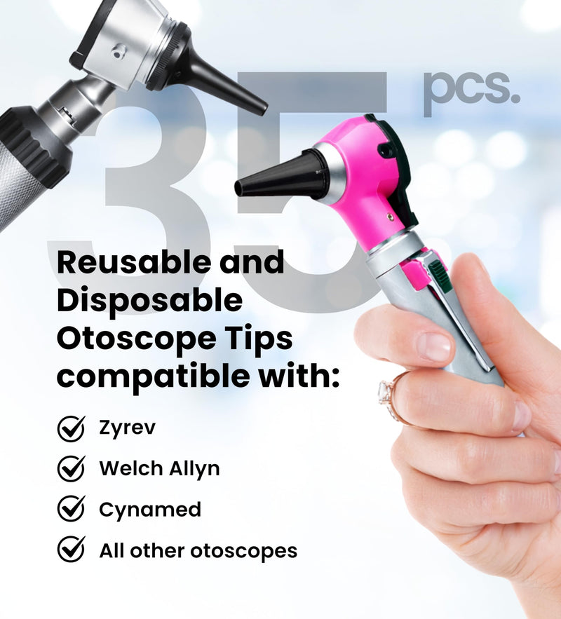 Zyrev ZetaLife Otoscope Cover Combo Pack of 30 Disposable Ear Specula Tips and 5 Reusable Speculum, Disposable and Reusable Ear Otoscope Covers - BeesActive Australia