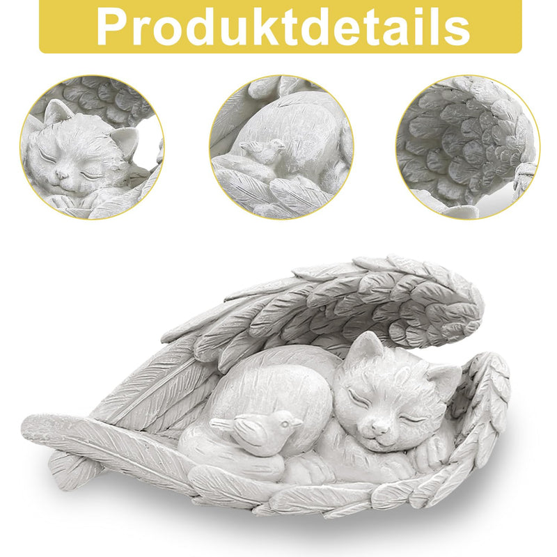 Onperpoe Gravestone Cat with Angel Wings Cat Angel Memorial Stone for Outdoor Animal Gravestone Polyresin Cat Figure Garden Beautiful Keepsake Home Grave Decoration Decorative Gifts for Cat Lovers - BeesActive Australia