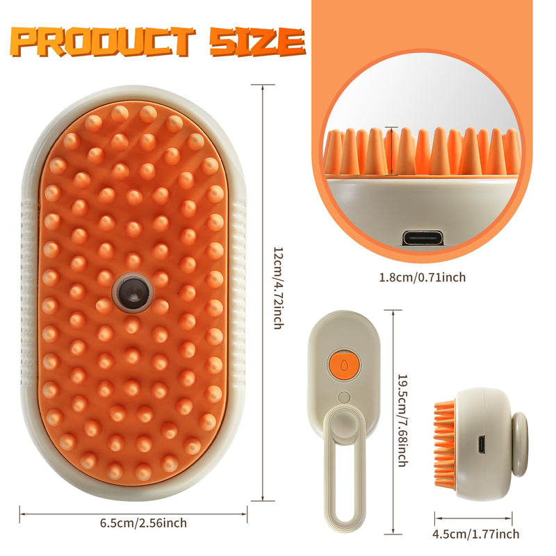 Cat Steam Brush - Spray Design, 3 in 1 Cat Steamy Brush with Steamer, Pet Spray Hair Comb, Steam Brush for Dogs - Suitable for All Pets -Pet Spray Hair Comb (coffee) - BeesActive Australia