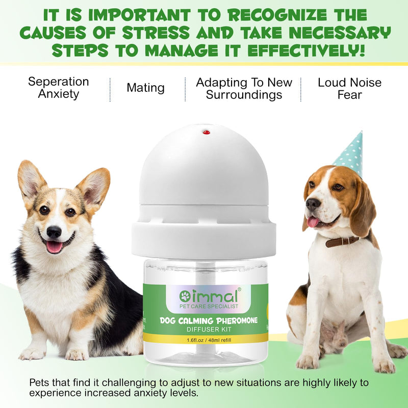 Dog Calming Pheromones Diffuser Kit, Dog & Cat Anxiety Relief Diffuser | 2 In 1 UK Plug-In Refillable 30 Days Diffuser + Refill 48ml, Comfort, Calming And Relax Anxious, Anti-Stress Behavioural Issues