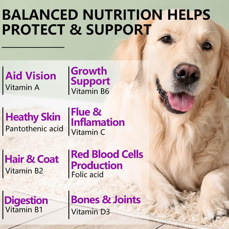 15-in-1 Dog Multivitamin Soft Chews, Dog Multivitamin Chews Support Immune Function, Skin & Coat - Complementary Feed for Daily Nutrition with Probiotics, Dogs Supplement with Duck Flavour, 150 Chews