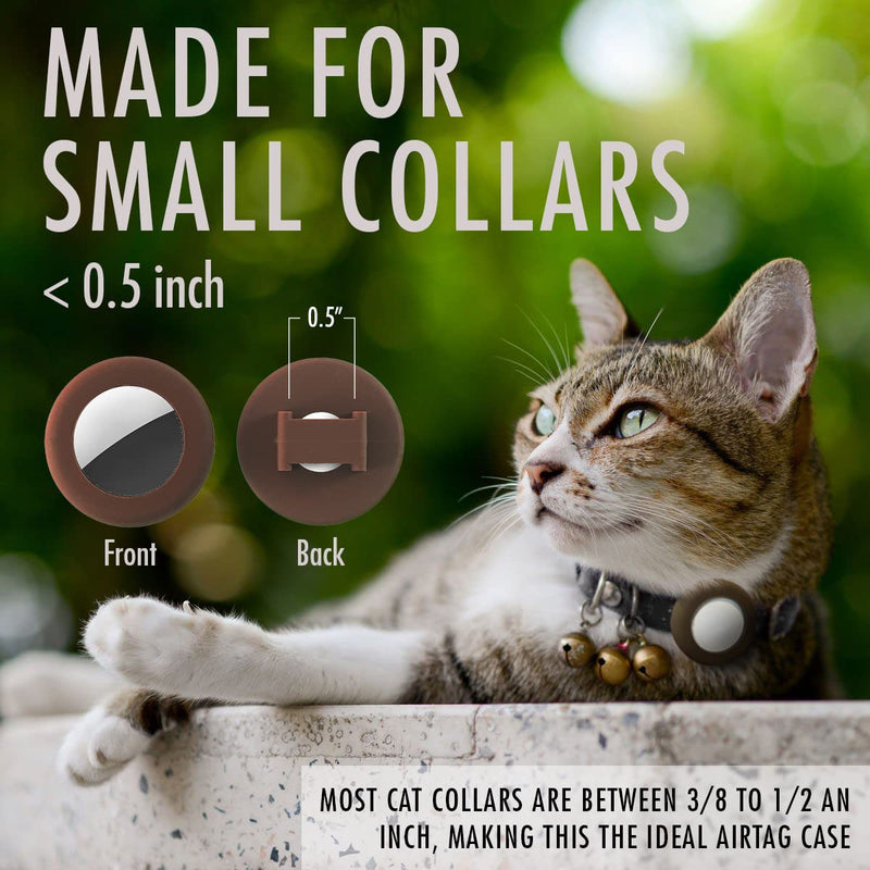 Sweet Baby Co. Airtag Cat Collar or Extra Small Dog Holder 2 Pack Fits Half Inch Collars for Small Pet Compatible with Apple Air Tag Waterproof GPS Tracker Case Kitten Cats Dogs (Tan/Brown) Tan & Brown - BeesActive Australia