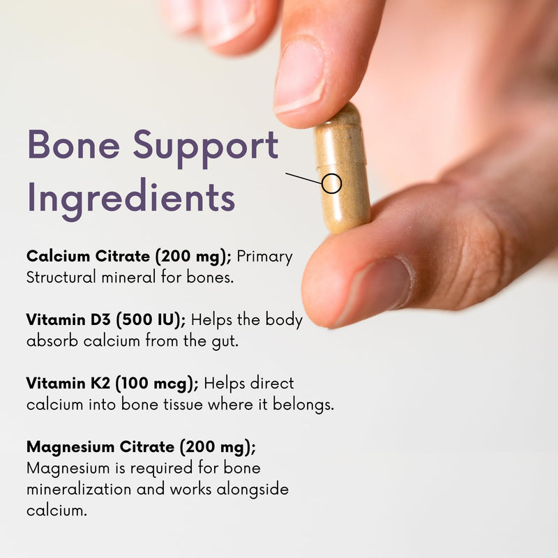 Bone and Heart Health Supplement | Magnesium Citrate, Calcium Citrate 200mg, Vitamin D3 500 IU, Vitamin K2, Curcumin | Bone Density, Calcium Absorption, Immune & Cardiovascular Support | 60 Capsules