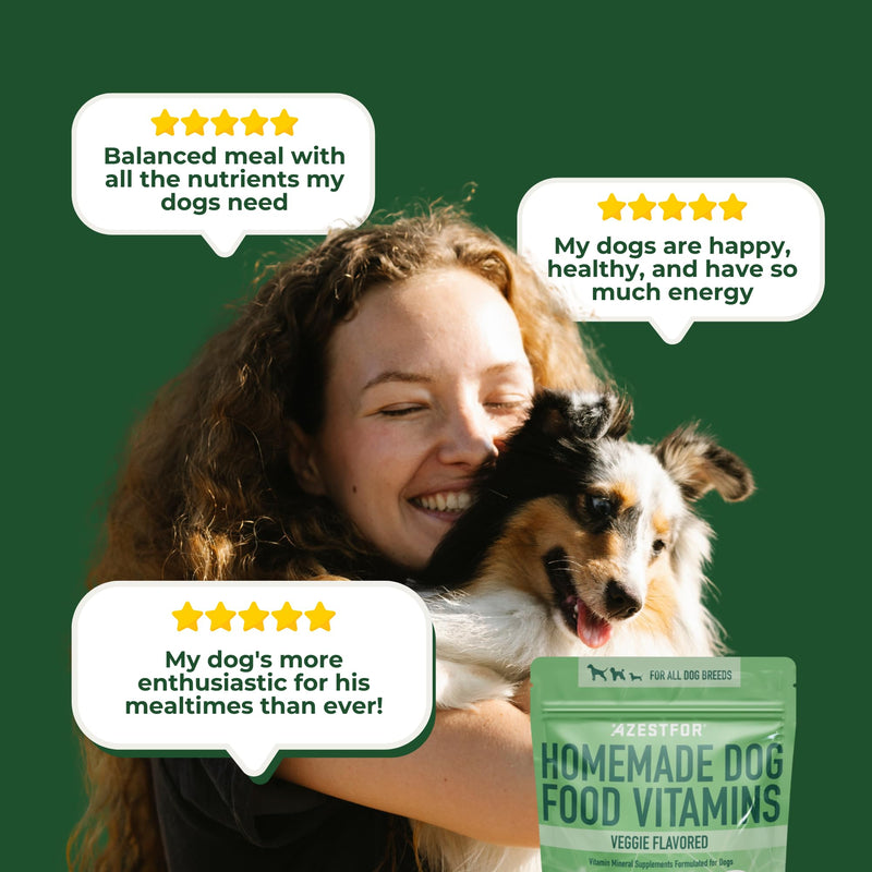 Homemade Dog Food Vitamins Pre-Mix Powder – 24 Essential Nutrients – Supplement for Raw, Barf & Grain Free – for All Breeds & Ages – 16oz Veggie Flavored Flavor