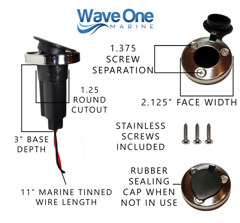 Wave One Marine ADJUSTABLE Telescoping All-Around Anchor Light With Stainless Base | LED Boat Pole Aft Stern Navigation USCG 2NM | 12 Volt DC | 360 Night Nav Waterproof 28"-42" - BeesActive Australia