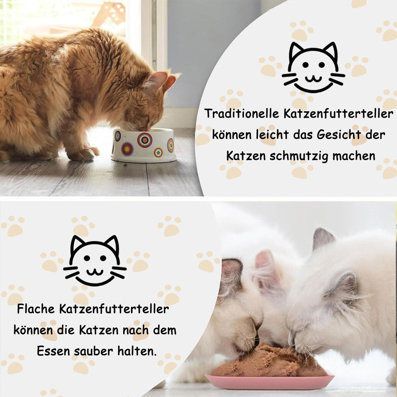 PWCTNT Cat Bowl, Pack of 6 Cat Feeding Bowls, Flat Cat Feeding Bowl, Square Cat Bowl, Colorful Cat Bowl Set, Simple Cat Bowl, Cat Plate, Cat Bowl for Kittens and Short-Legged Cats - BeesActive Australia