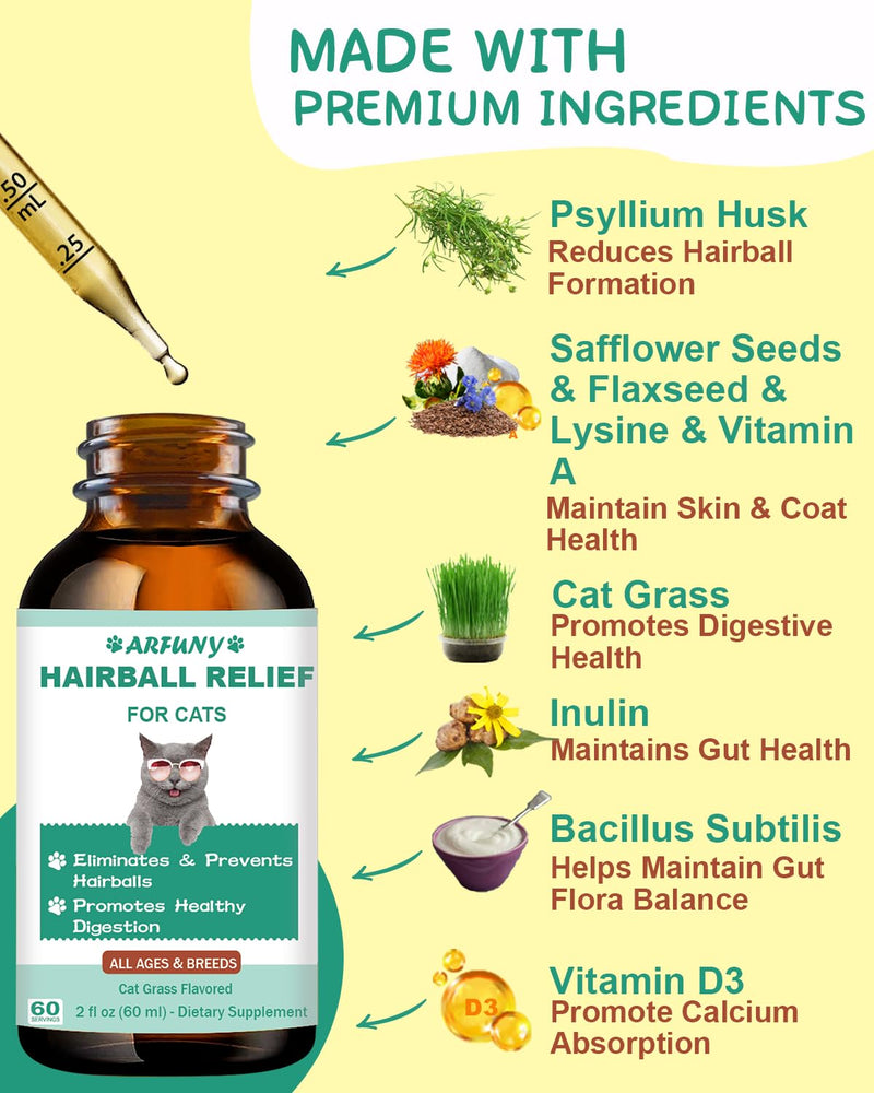 SANTKOL Anti-Hairball Cat | Dissolving Hairballs Cat | Promotes elimination of hairballs | Supports the cat's intestines and healthy digestion With cat grass, inulin, probiotics, vitamins - BeesActive Australia