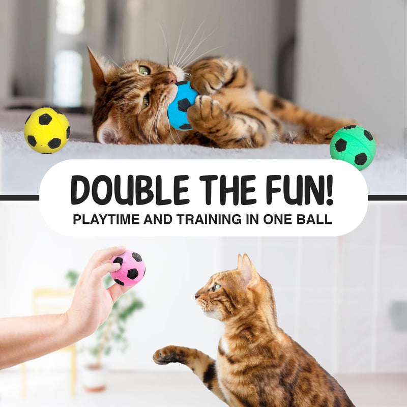 Vila Cat Soccer Balls, Feline Entertainment and Enrichment, Physical, and Mental Workout, Kitty’s Silent Companion, Foam Sponge, Pink, Yellow, Green, Blue, 1.5” -2” (Diameter), 12 Pcs per Pack - BeesActive Australia