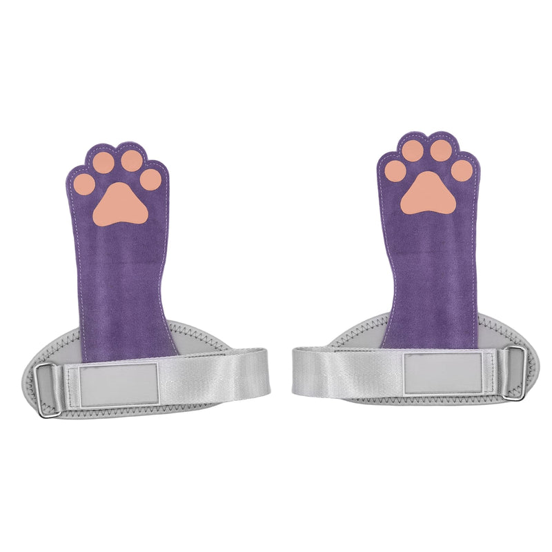 ANKOMINA 1 Pair Leather Dog Paw Fitness Power Strap Wear-Resistant Adjustable Wrist Straps Weight Lifting Hooks for Bodybuilding Equipment Purple