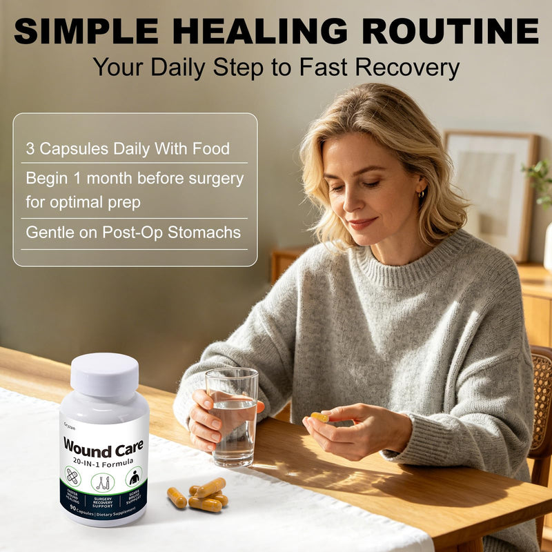 Wound Healing Supplement, Scar & Wound Care, General and Plastic Surgery Support, Heal Faster & Aids in Recovery Time - 90 Vegan Caps