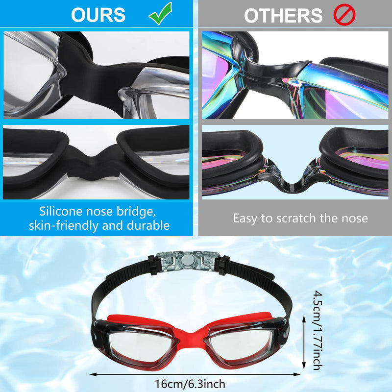 Flutesan 6 Pack Swimming Goggles Adult Kids Anti Fog Pool Goggles with Ear Plugs Nose Clip No Leaking Full Protection Fresh Color 6.3 x 1.6 Inches