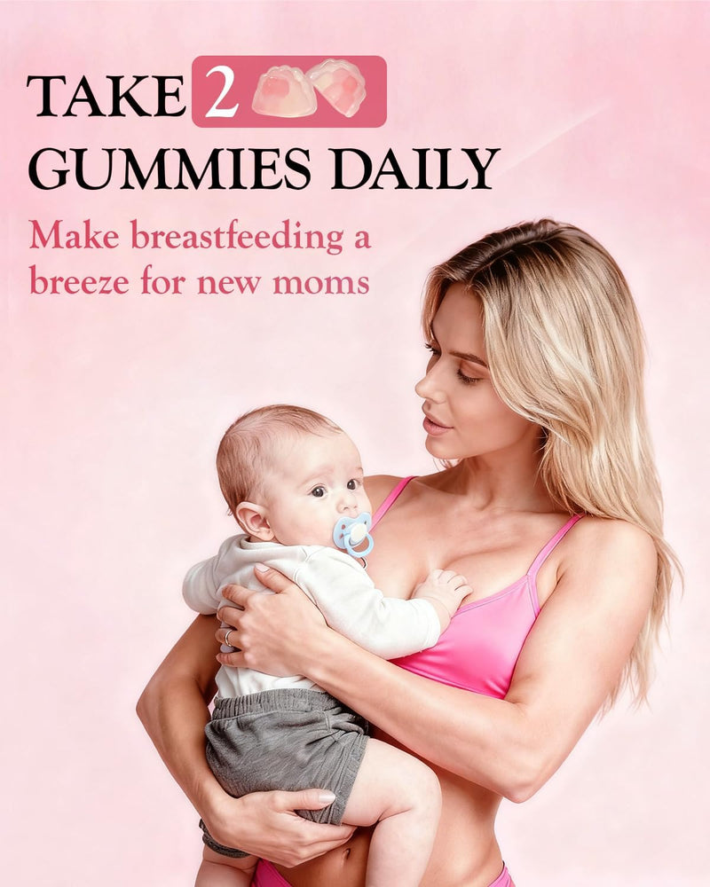 Lactation Support Gummies – Herbal Blend with Fenugreek, Moringa & Fennel – Postnatal Vegan Vitamins B12 & D3 – Natural Breast Milk Booster for Nursing Moms – Raspberry Flavor, 60 Gummies