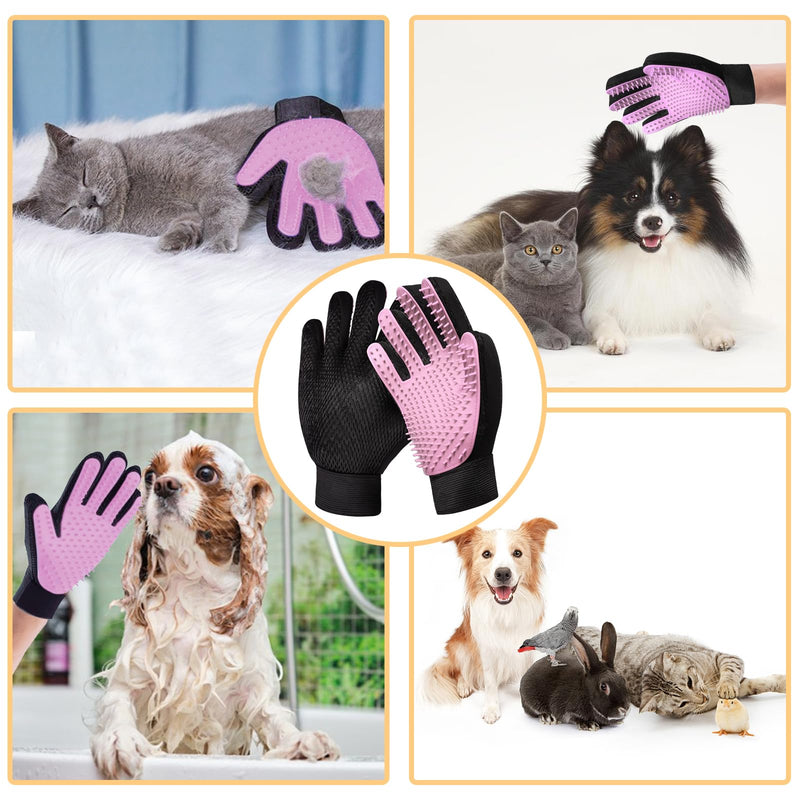 LIONROGE Cat Grooming Glove Brush,Self-Cleaning Slicker Pet Brush for Short and Long Haired Pets,Dog Bath Brush for Shedding and Grooming,Removes Loose Hair and Tangles,Promote Circulation Glove-Pink - BeesActive Australia