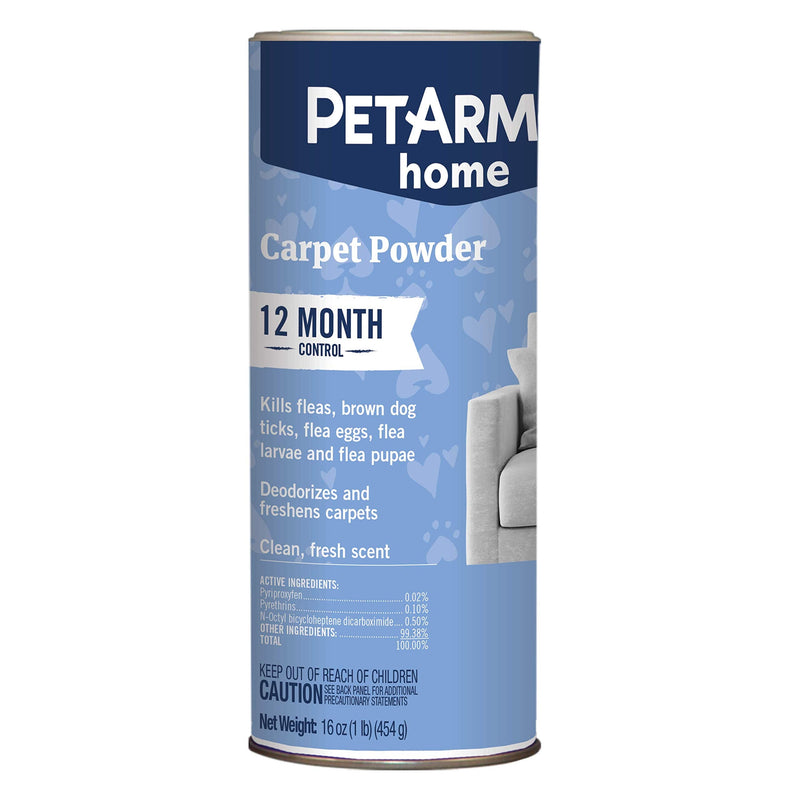 PETARMOR Home Carpet Powder for Fleas and Ticks, Protect Your Home From Fleas and Deodorizes Carpets, 16 Ounce 16oz (Pack of 1)