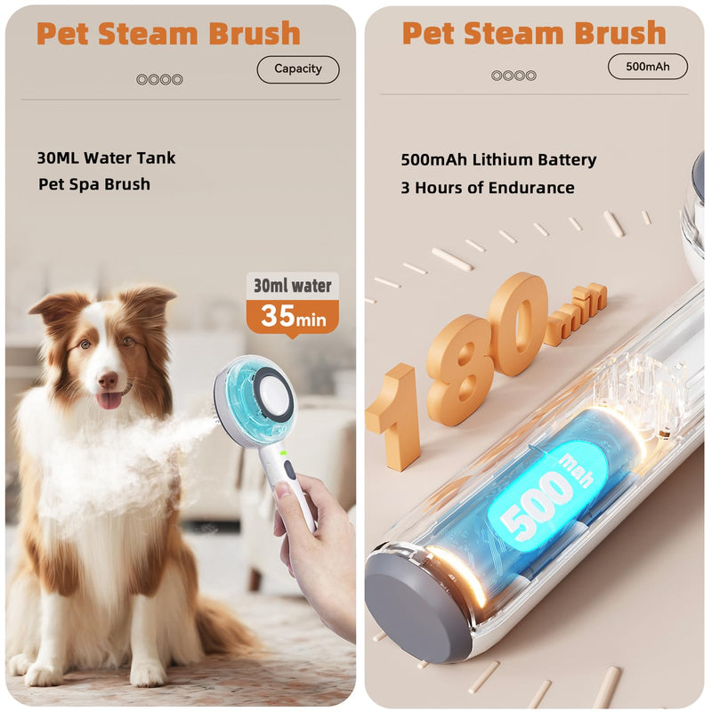 Cat Steam Brush,Budow 3 in 1 Pet Steam Brush with Release Button and Water Tank,Steam Brush for Cats Dogs,Removes Static Flying Hair,Cat Steam Brush for Shedding,Pet Hair Removal Tool for Travel - BeesActive Australia