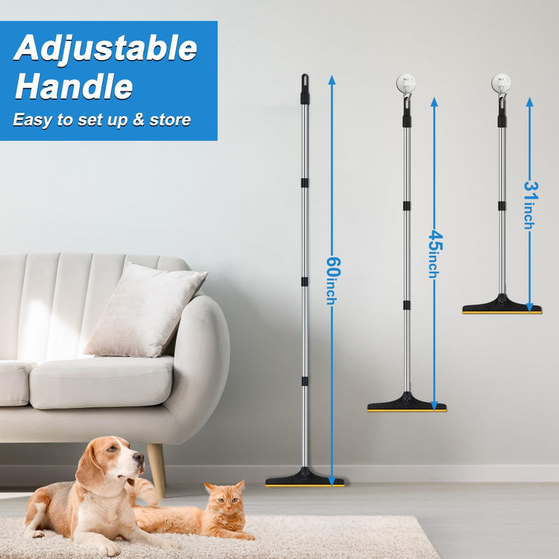 Carpet Rake for Pet Hair Removal,60” Reusable Long Handle Pet Hair Removal Tool,Carpet Rake Scraper,Adjustable Carpet Rake Pet Dog Cat Hair Remover Broom for Couch,Rugs,Mats,Pet Beds,Furniture (Black) Black - BeesActive Australia