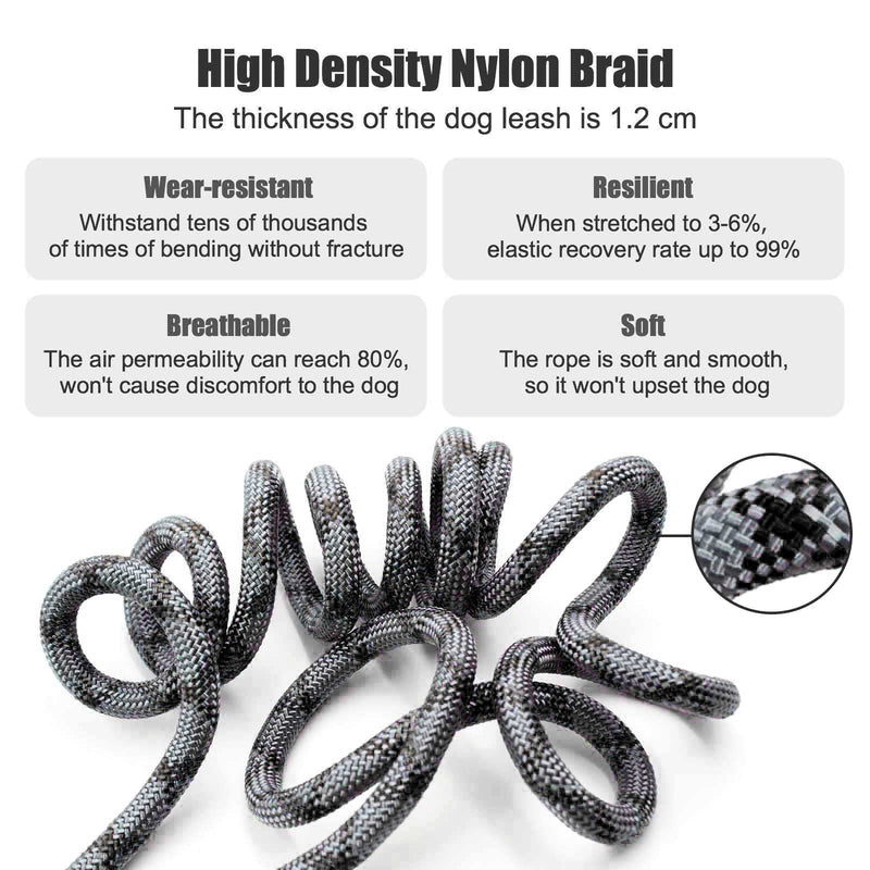 Hands Free Dog Leash(8.5ft), 8 in 1 Multifunction Nylon Double Leash for Dogs,1.2cm Adjustable Waist with Reflective Stitching for Training -Grey Grey - BeesActive Australia